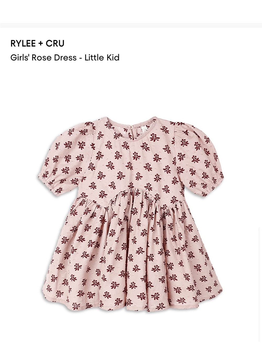 Rylee + Cru Dusty Pink Dress with Maroon Floral Print